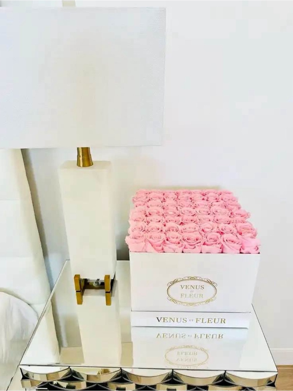Pink Eternity Roses in White Signature Box